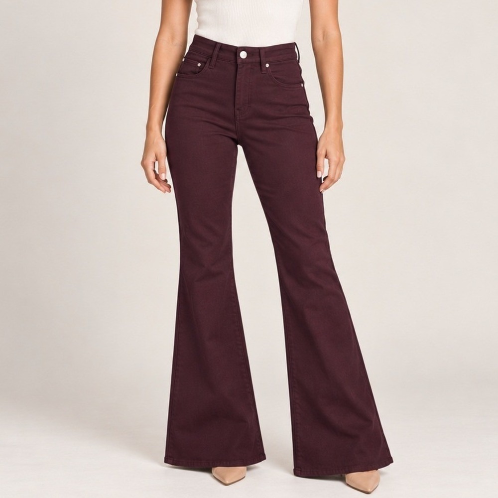 FRAME Le High Flare Jeans 25 Burgundy High Rise